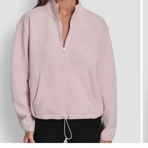 DKNY Women's Soft Pink Quarter-Zip Sweatshirt